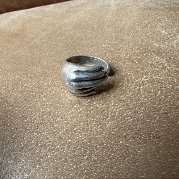 Brass hand ring adjustable silver layer stack festival summer glam boho indie - Picture 3 of 7